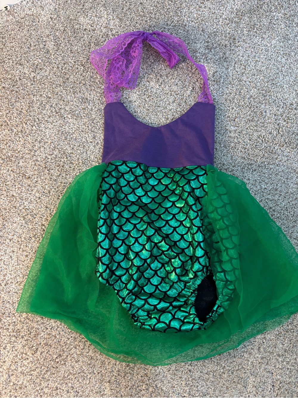 Baby Mermaid Costume Dress with Green Scale Skirt and Purple Top 3-6 months